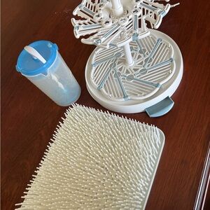New White and Blue Baby Bottle Drying Rack bundle